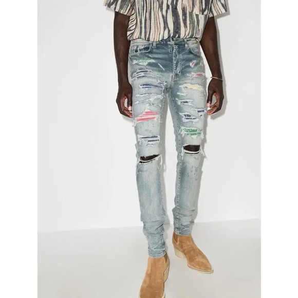 NWT Amiri Rainbow Patch Denim - Picture 3 of 11